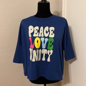 Peace, love and unity crop top